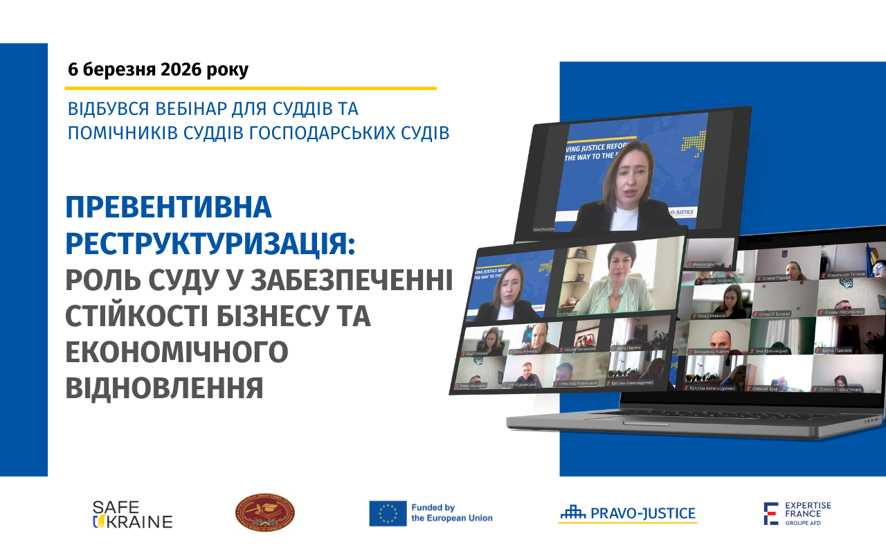 Webinar for Commercial Court Judges and Judicial Assistants on the Application of Preventive Restructuring Held